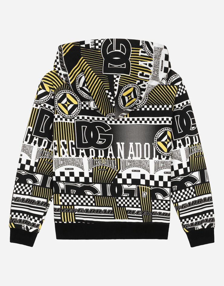 Dolce & Gabbana Sudadera de punto con capucha y estampado DNA Multicolor L4JWKXII7E9