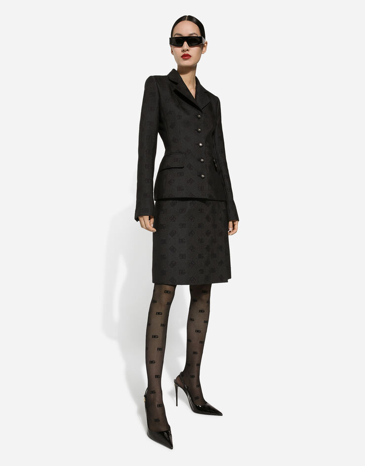 Quilted jacquard Dolce jacket with DG logo in Black for Women | Dolce ...