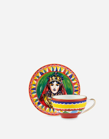Dolce & Gabbana Taza de café con platillo de porcelana Multicolor TCCE14TCAEF