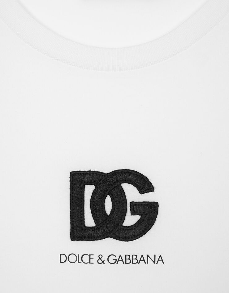 Dolce & Gabbana DG 로고 패치 반소매 티셔츠 화이트 G8PN9ZG7M2F