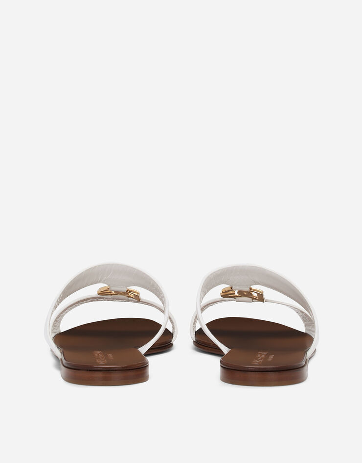 Dolce & Gabbana DG 徽标小牛皮拖鞋 白 CQ0608AW576