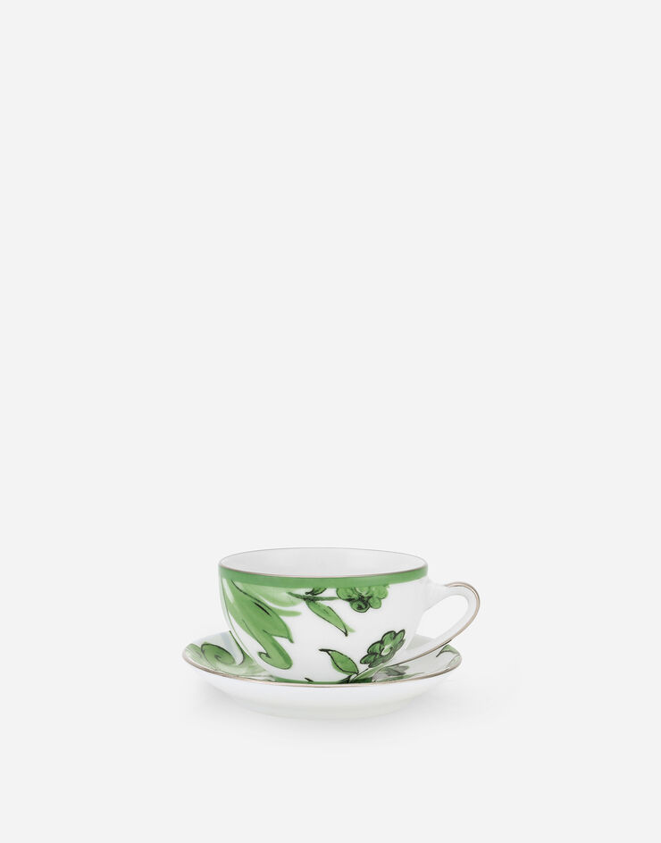 Dolce & Gabbana Taza de té con platillo de porcelana Multicolor TC0102TCA40