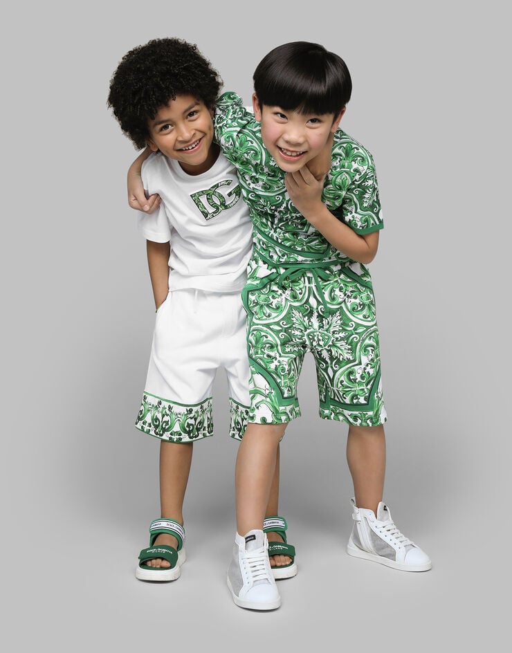 Dolce & Gabbana 绿色马约利卡印花平纹针织 T 恤 版画 L4JTHVII7ED