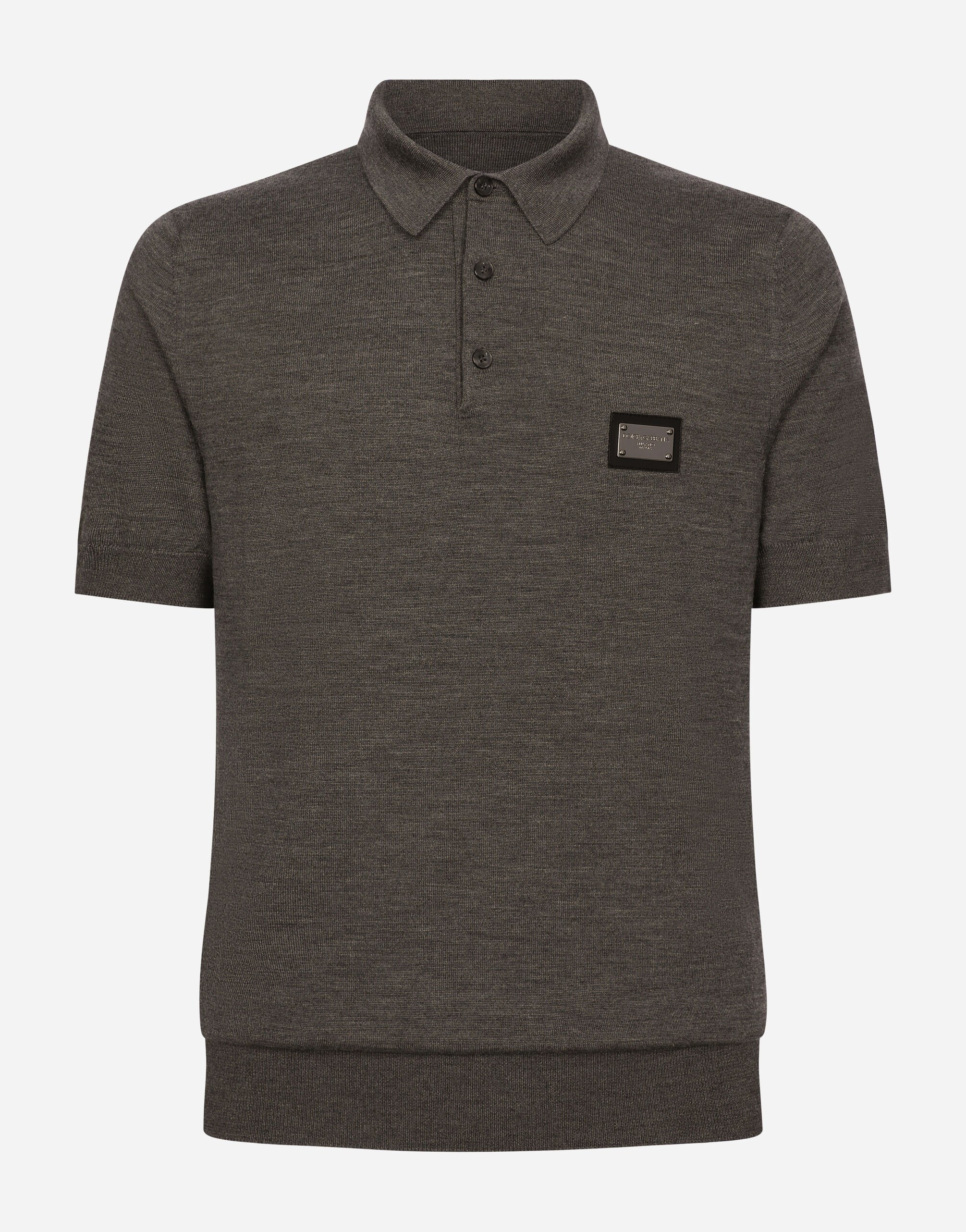 ${brand} Wool polo-shirt with branded tag ${colorDescription} ${masterID}