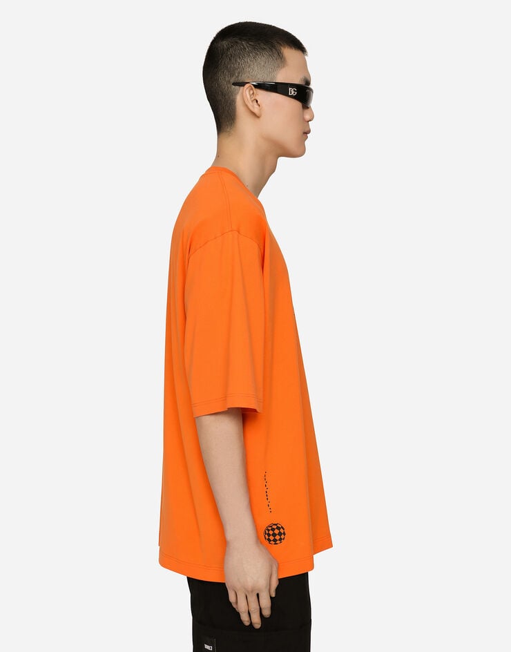 Dolce & Gabbana T-shirt en jersey de coton à imprimé DGVIB3 et logo Orange G8PB8TG7K3F