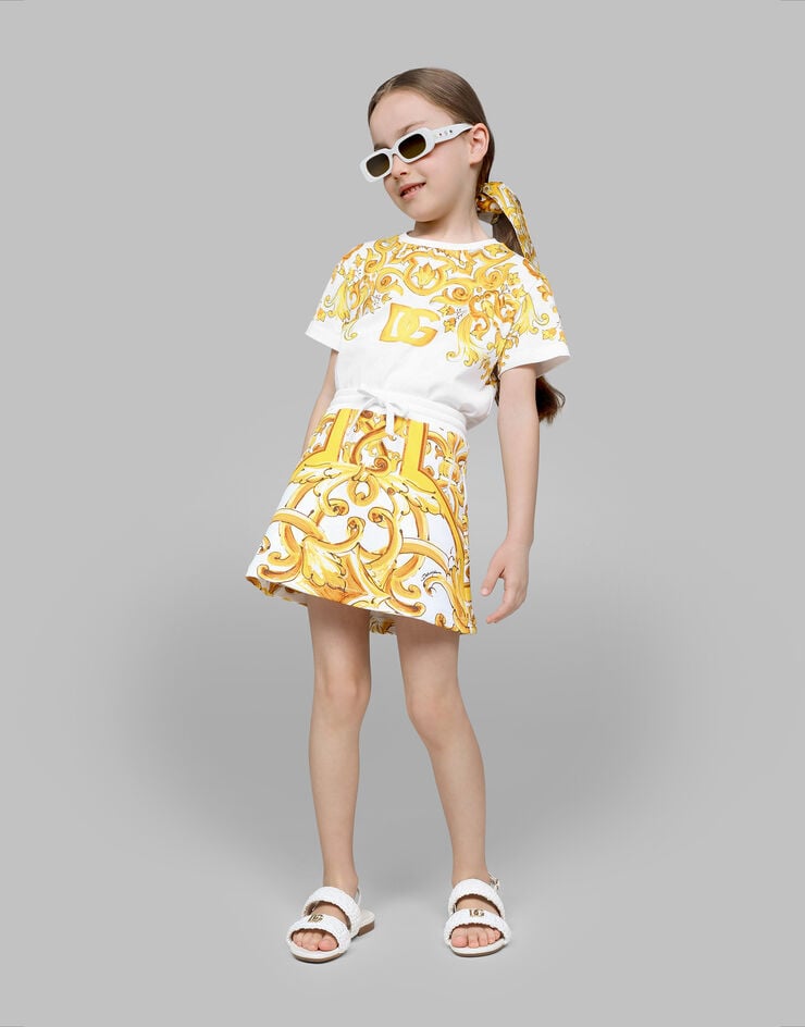 Dolce & Gabbana Gonna in jersey con stampa maiolica gialla Stampa L5JIA4II7DJ