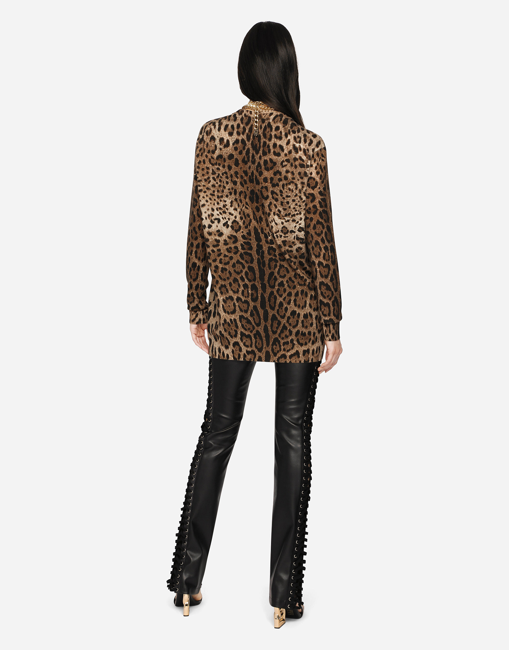 Leopard-print cashmere cardigan in Multicolor for | Dolce&Gabbana® US