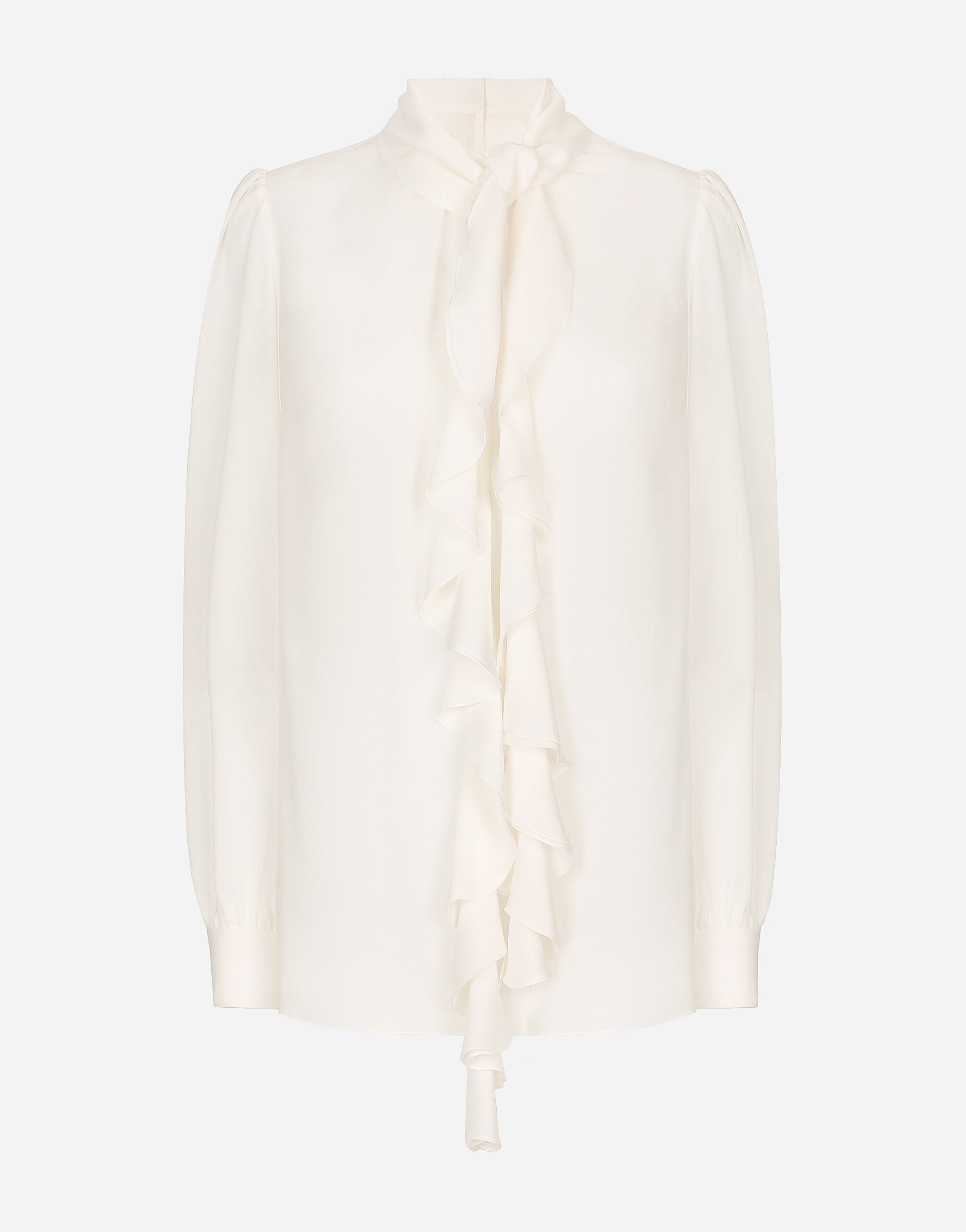 Dolce amp; Gabbana frilled-trim silk blouse - White
