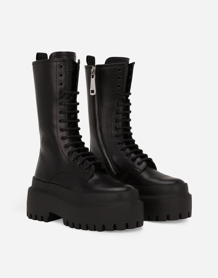 Calfskin combat boots in Black for Women | Dolce&Gabbana®