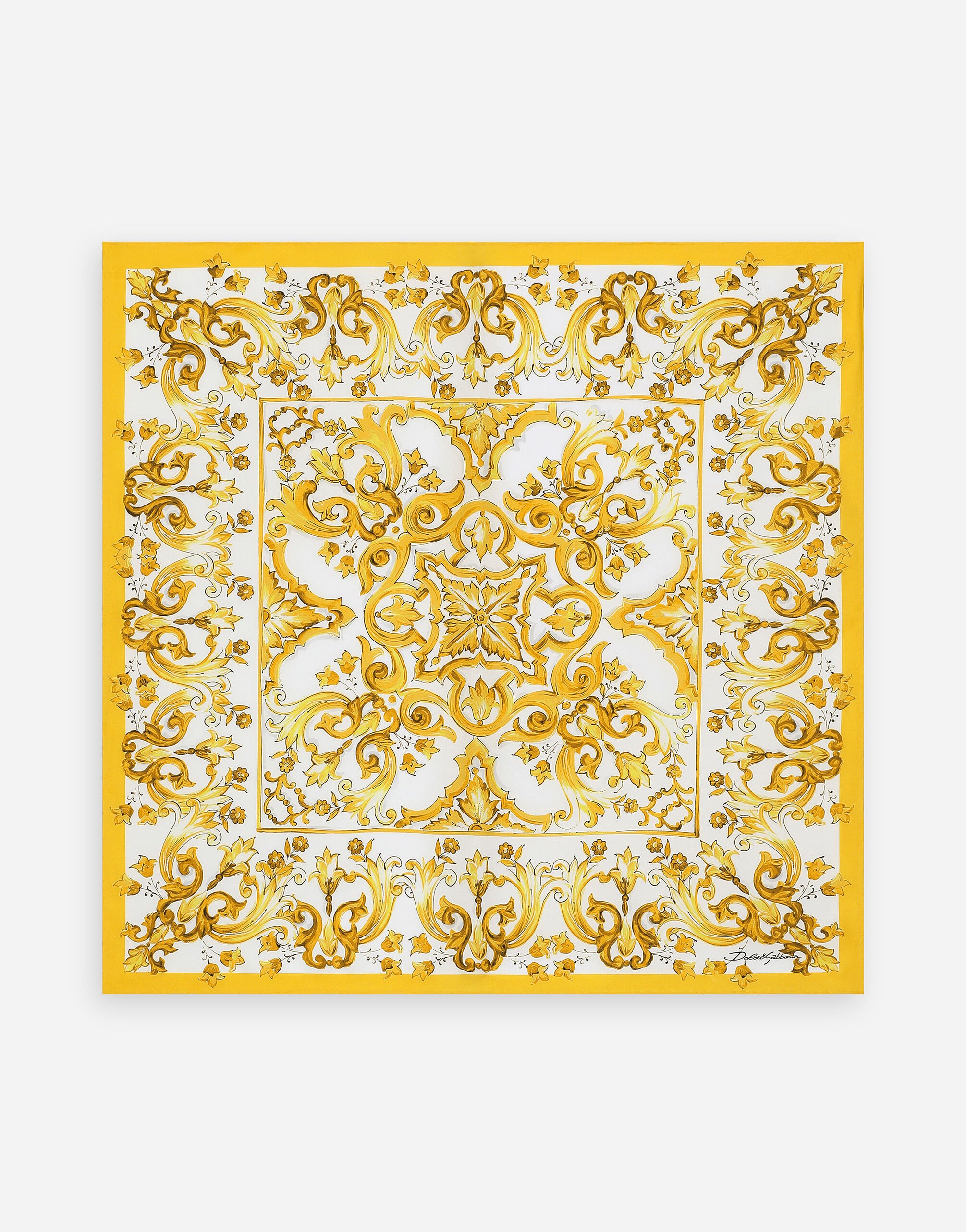 Dolce & Gabbana Majolica-print silk twill foulard (70x70) White FS215ZGDCL5