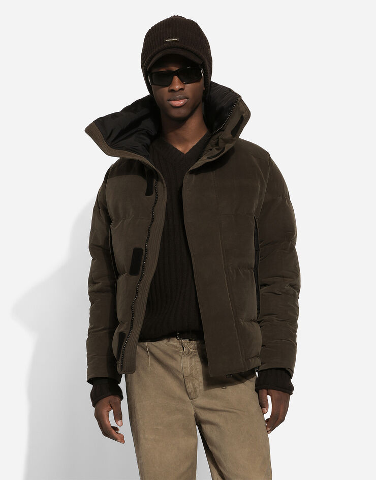 Dolce & Gabbana Padded canvas jacket with high neck Brown G9BCBTHUMSU