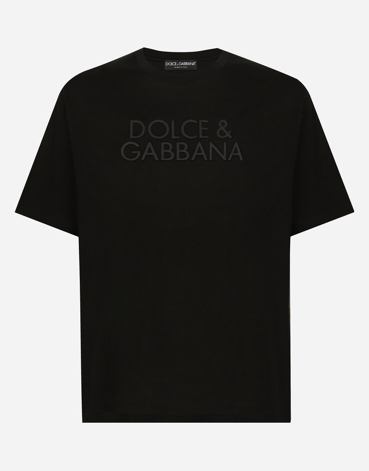 Dolce & Gabbana Cotton T-shirt with logo embroidery Black G8PN9ZG7NWN