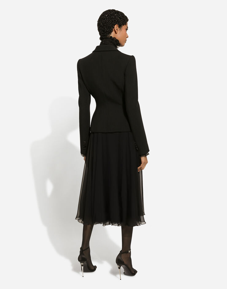 Dolce & Gabbana Chiffon calf-length circle skirt Black F4CSOTFU1AT