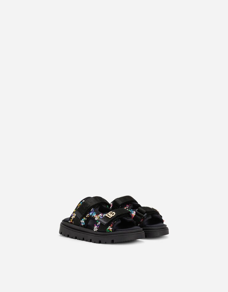 Dolce & Gabbana Sequined multi-colored sandals with metal DG logo 多色 D11097AY438