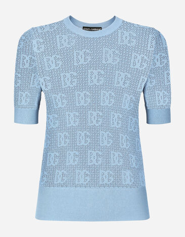 ${brand} Lace-stitch viscose sweater with jacquard DG logo ${colorDescription} ${masterID}