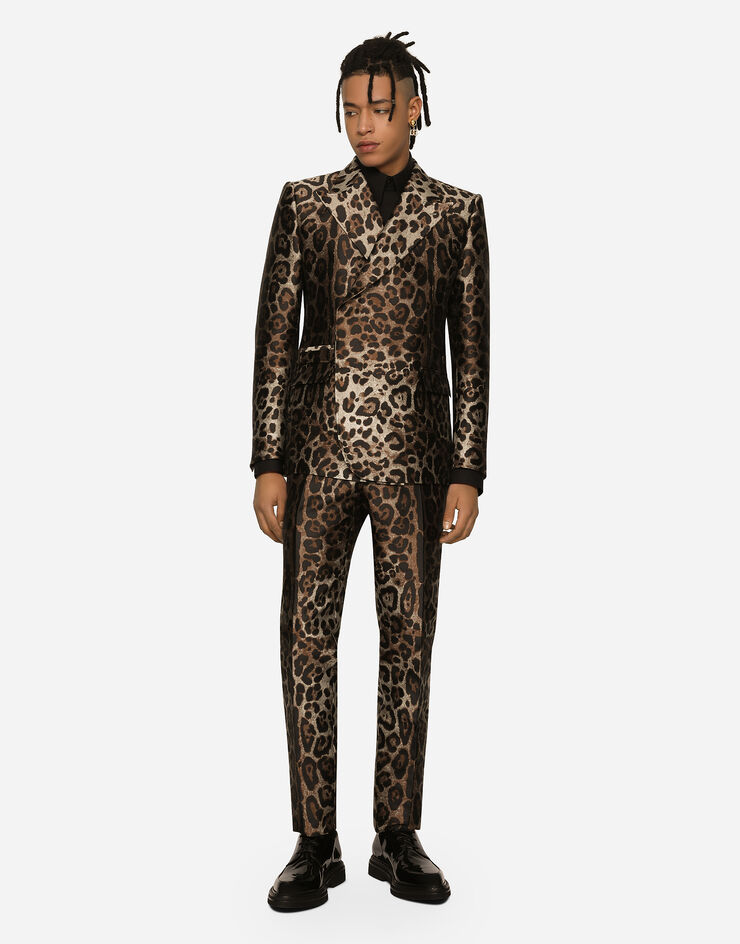 Dolce & Gabbana Double-breasted leopard-design jacquard Sicilia-fit suit Multicolor GKSGMTFJSCN