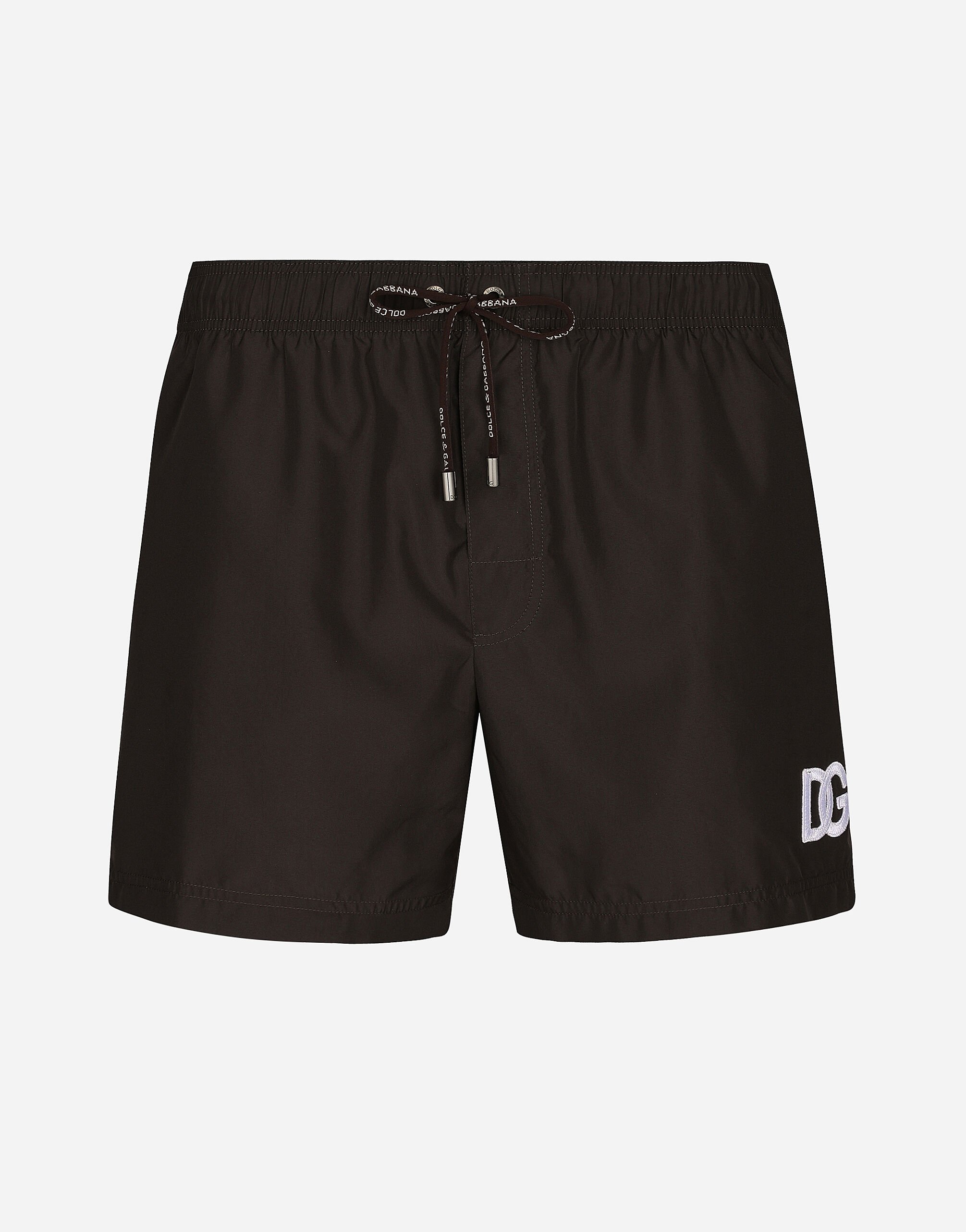 ${brand} Short swim trunks with DG logo patch ${colorDescription} ${masterID}
