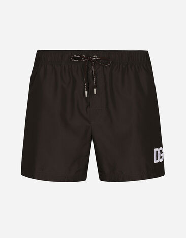 Dolce & Gabbana Short swim trunks with DG logo patch Print M4A13TFIM4R
