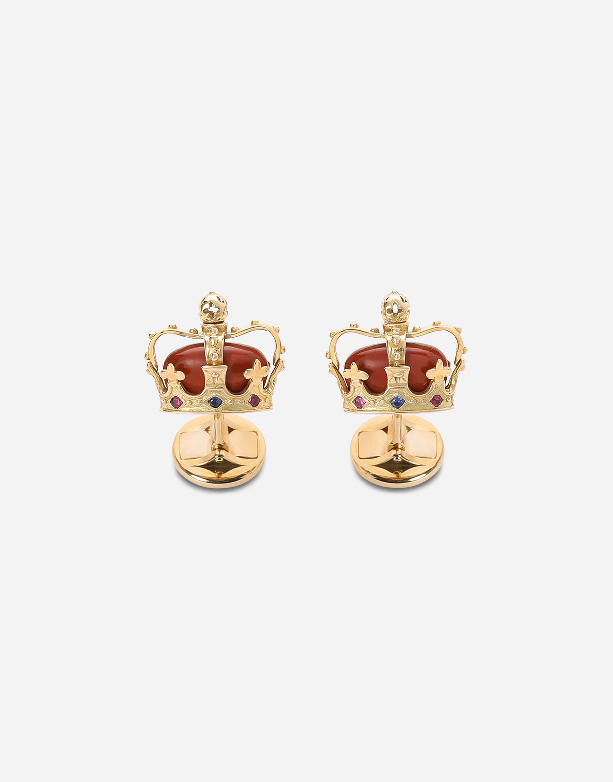 ${brand} Crown yellow gold crown cufflinks with red jasper ${colorDescription} ${masterID}