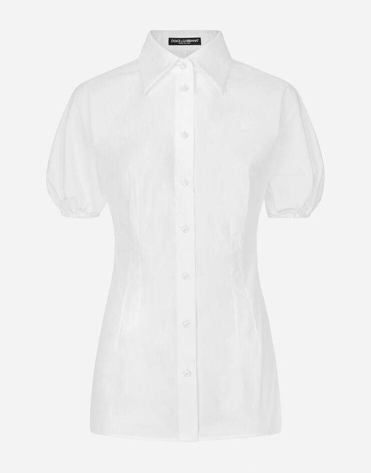 Dolce & Gabbana Cotton poplin shirt with puff sleeves White F5S64TFU5T9