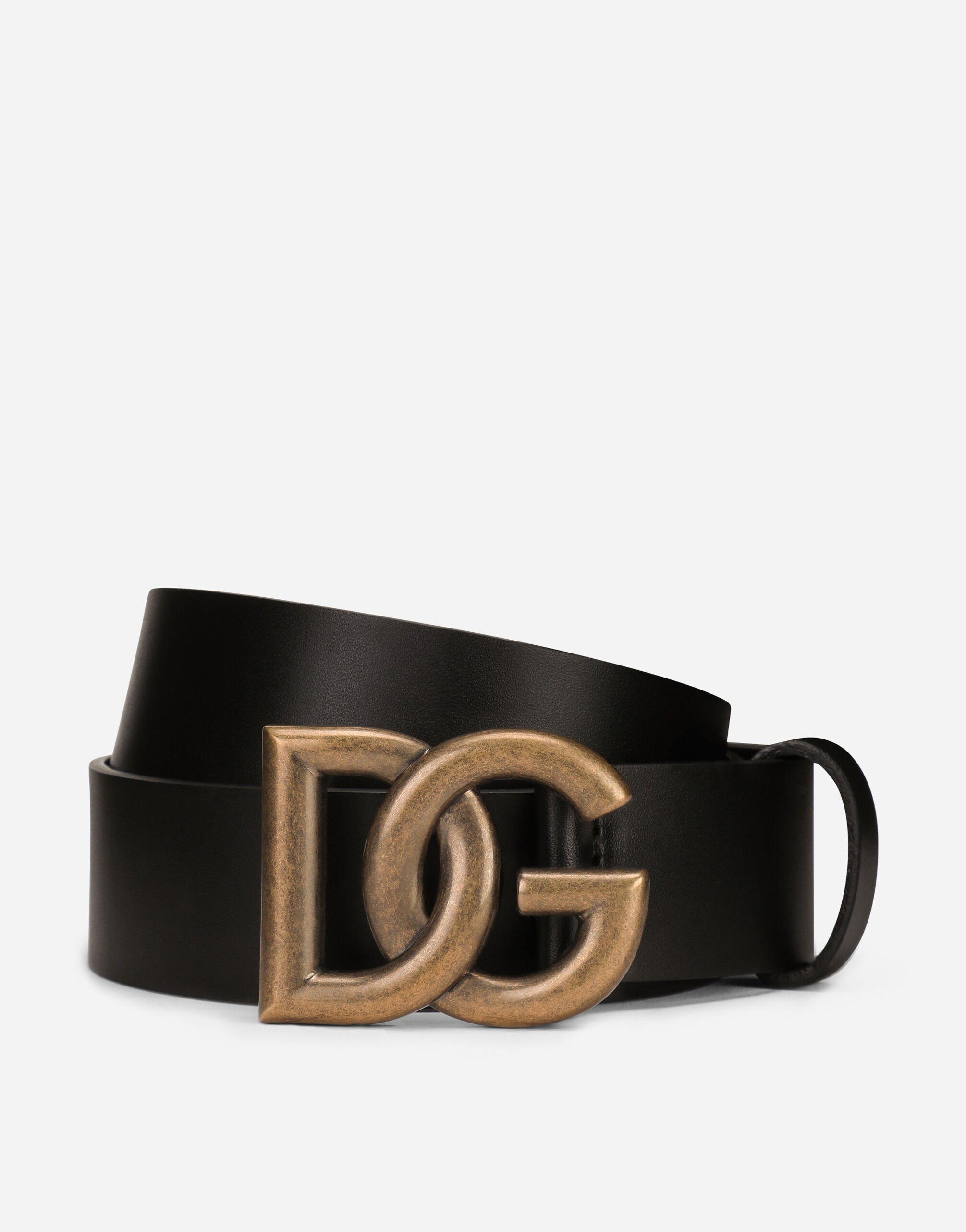 Dolce & Gabbana Ceinture en cuir lux avec boucle à logo DG croisé Noir BC4646AX622