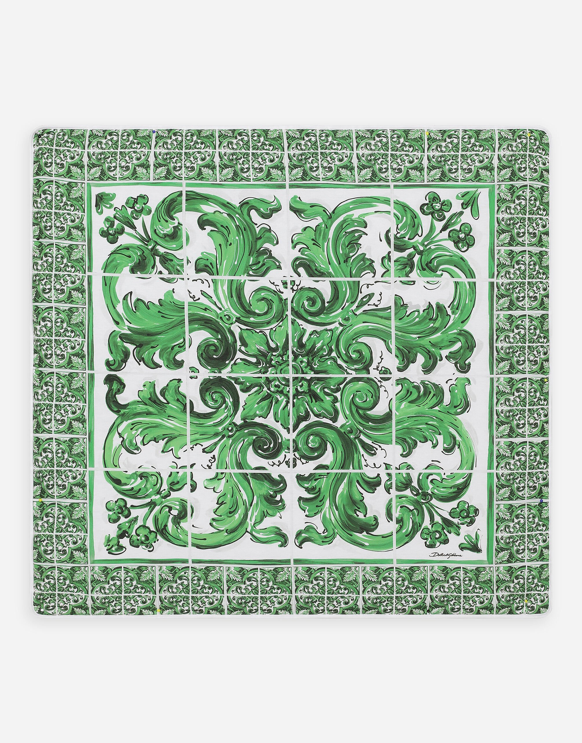 ${brand} Jersey blanket with green majolica print ${colorDescription} ${masterID}