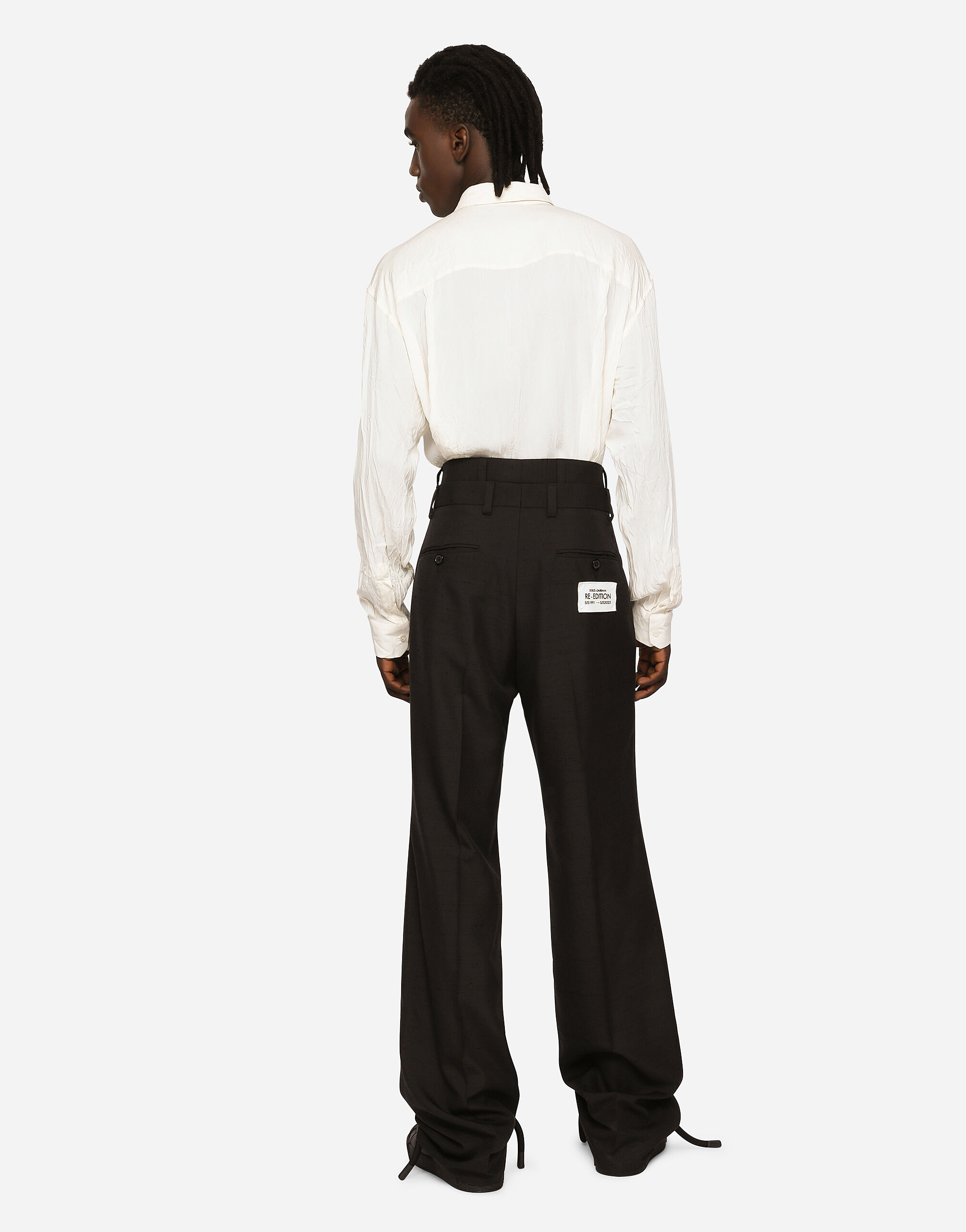 Dolce & Gabbana Tailored shantung silk and cotton pants male Black
