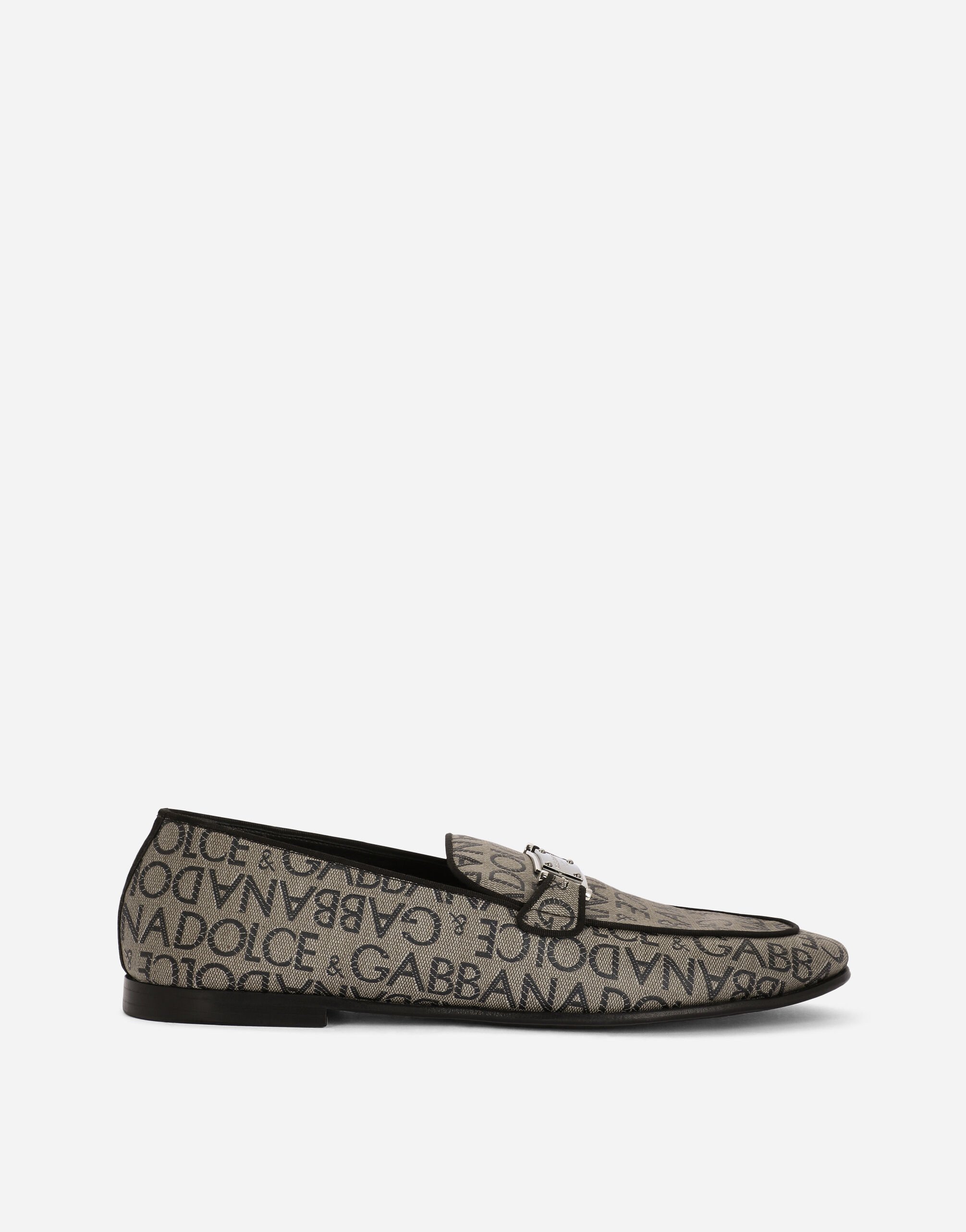 Dolce & Gabbana Jacquard slippers with logo tag Brown A50523AJ183