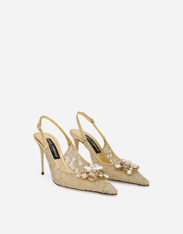 Dolce & Gabbana Rainbow lace slingbacks in lurex lace Gold CG0712AQ544