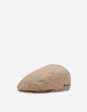 ${brand} Linen twill flat cap with Dolce&Gabbana logo embroidery ${colorDescription} ${masterID}