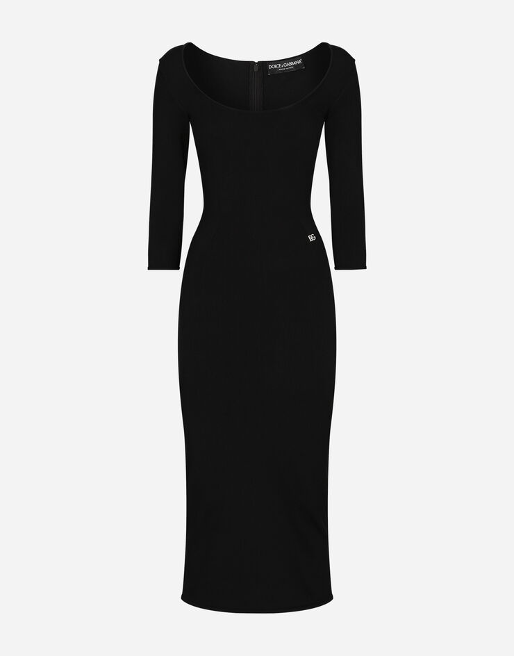 Dolce & Gabbana Calf-length viscose knit dress Black FXS20TJFMEV