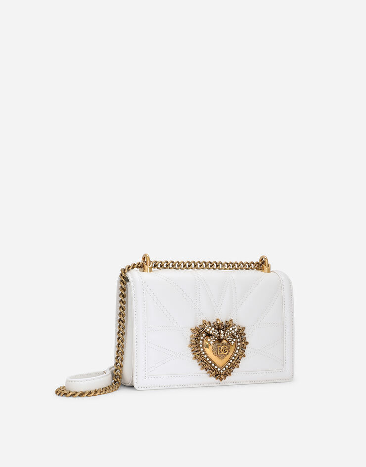 Dolce & Gabbana - Devotion Small Embellished Leather Shoulder Bag - White