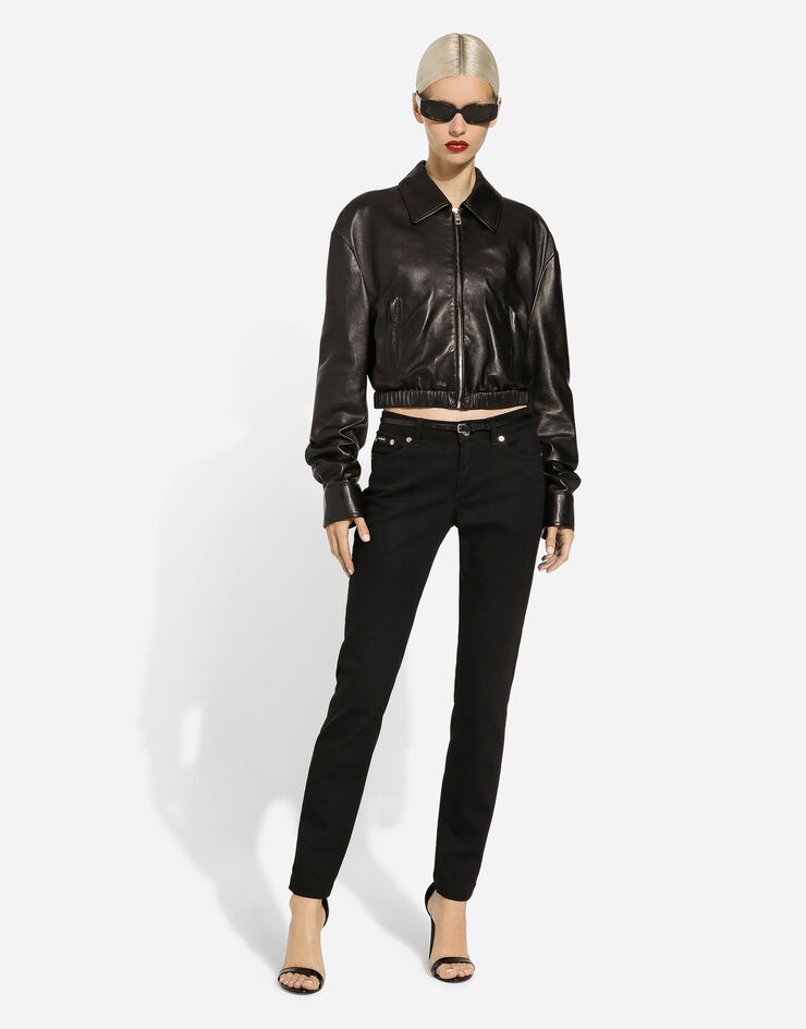 Lambskin bomber jacket in Black for Women | Dolce&Gabbana®