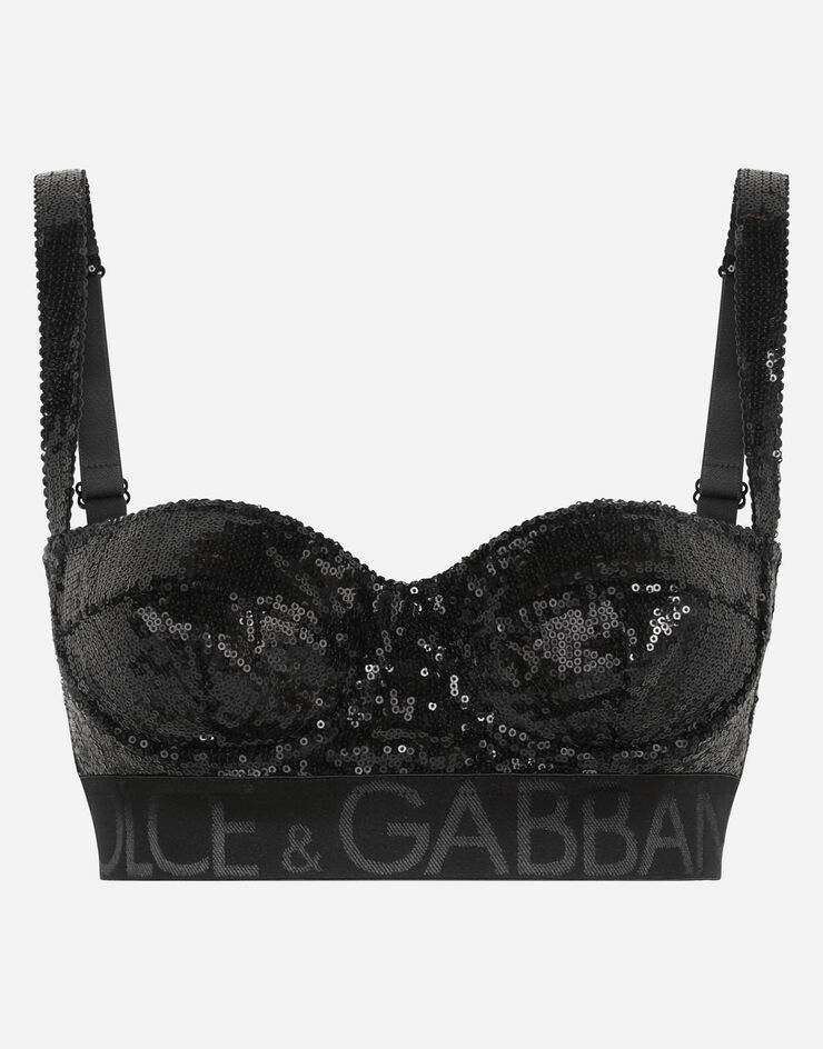 Non-Underwired Lace Bra With Branded Elastic by Dolce & Gabbana at