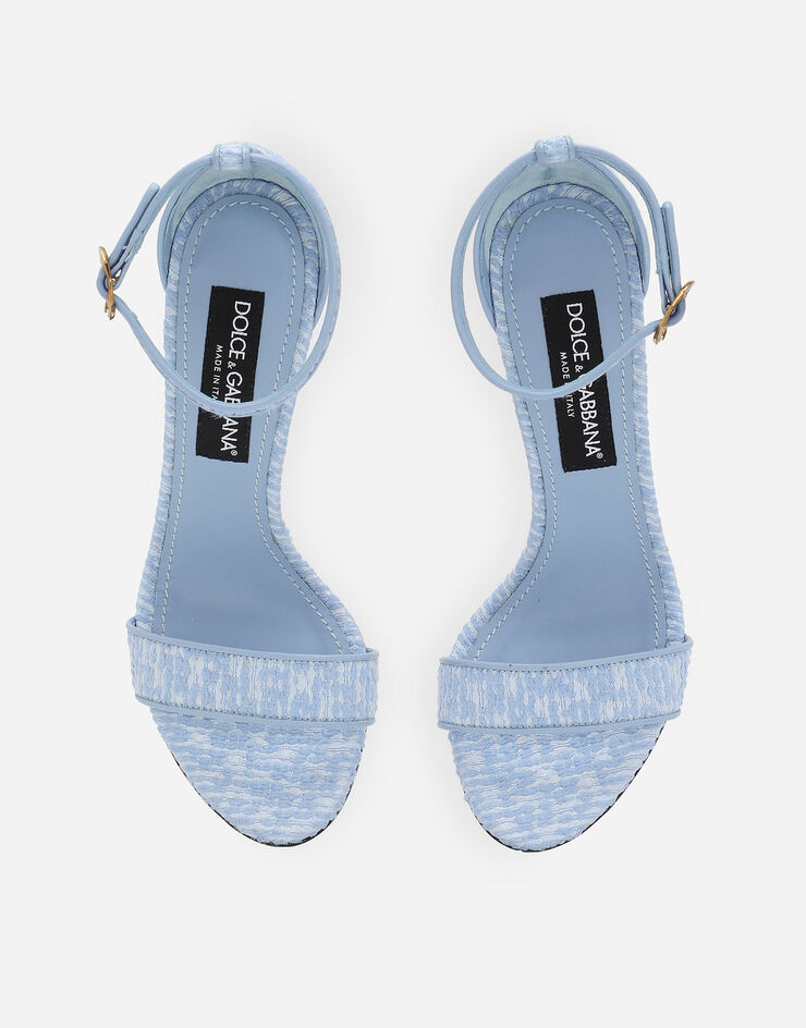 Dolce & Gabbana Bouclé fabric sandals with Baroque DG detail Azure CR0739AW094