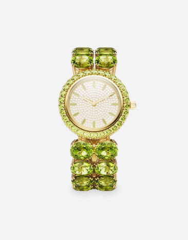 ${brand} Anna watch in yellow gold 18Kt and peridots ${colorDescription} ${masterID}