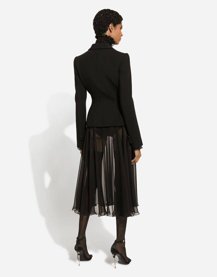Dolce & Gabbana 缩褶细节雪纺罩衫 黑 F79EMTFU1AT