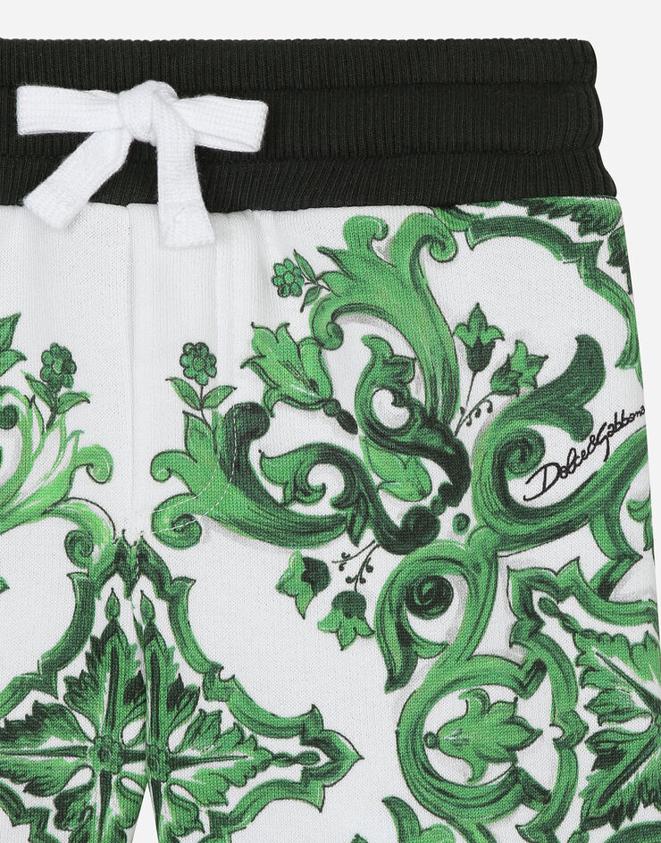 Dolce & Gabbana Bermuda en jersey à imprimé majoliques vertes Imprimé L1JQT8II7EI