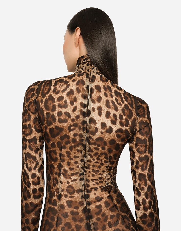 KIM DOLCE&GABBANA Sheer leopard-print jumpsuit in Animal Print for Women