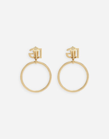 Dolce & Gabbana Pendientes de aro con logotipo DG Dorado WEQ6M3W1111