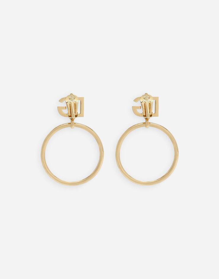 Dolce & Gabbana Pendientes de aro con logotipo DG Dorado WEQ6M3W1111