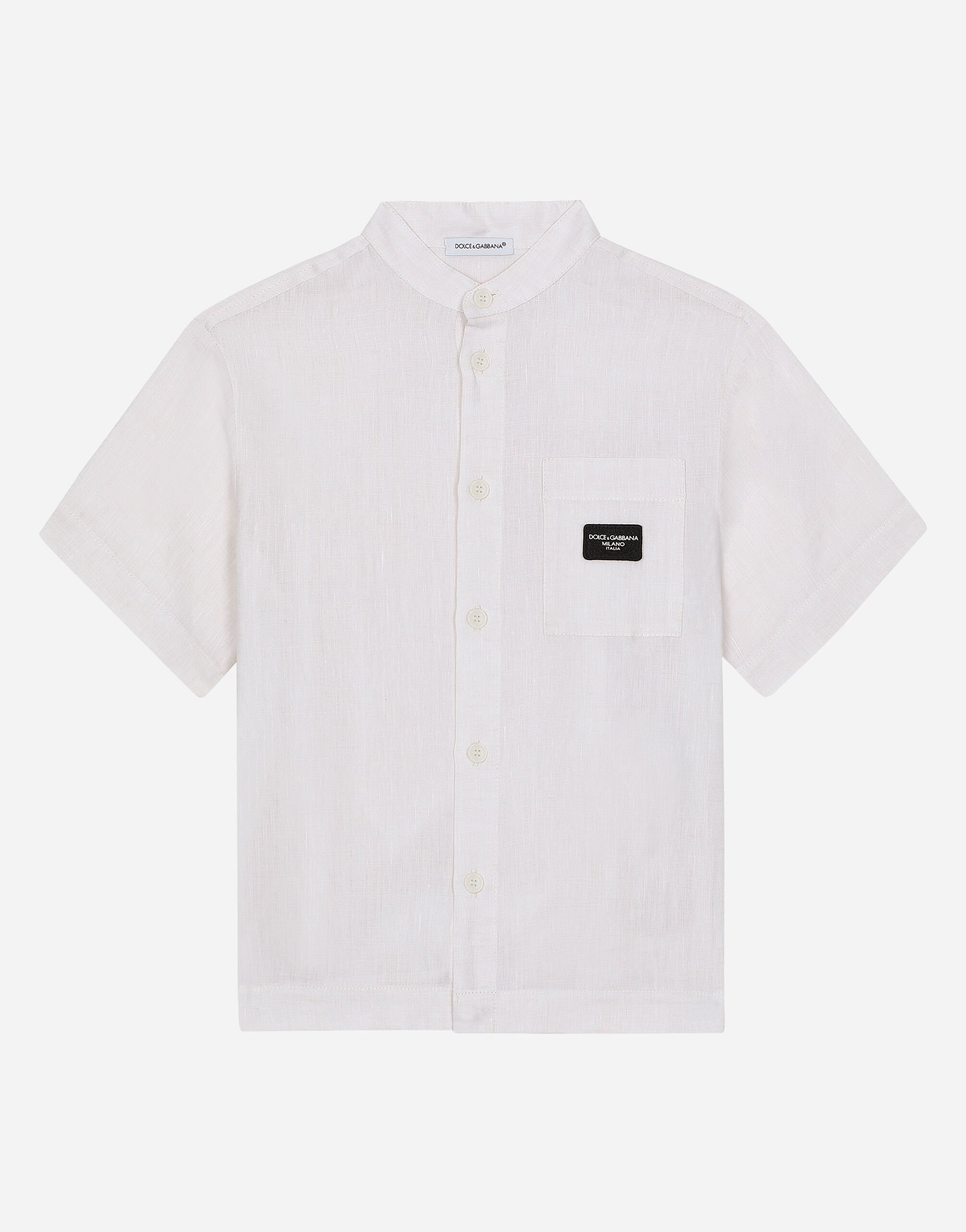${brand} Linen shirt with logo tag ${colorDescription} ${masterID}