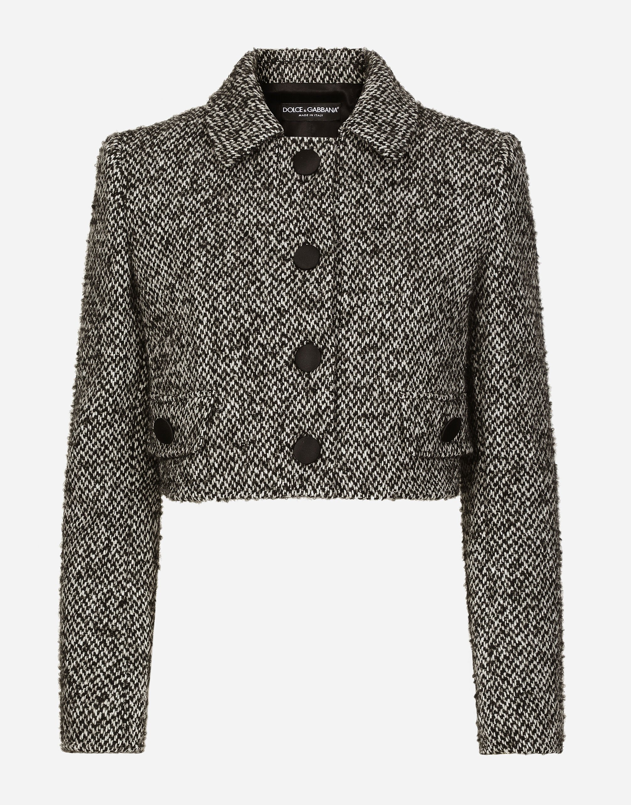 ${brand} Veste courte en micro tweed de laine ${colorDescription} ${masterID}