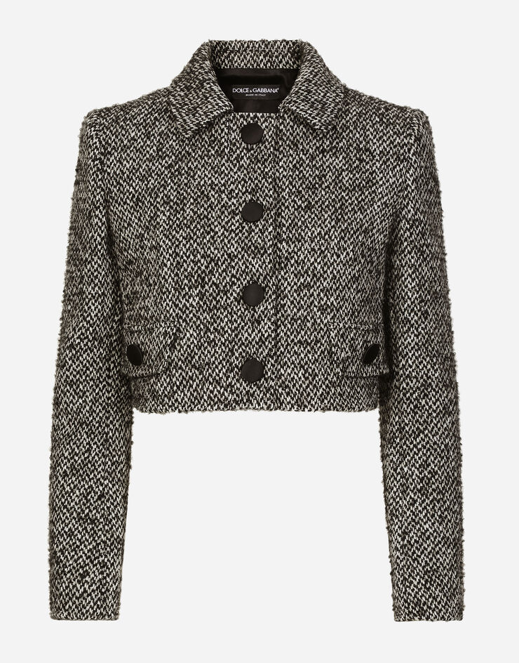 Dolce & Gabbana Veste courte en micro tweed de laine Multicolore F26K6TGDCNC