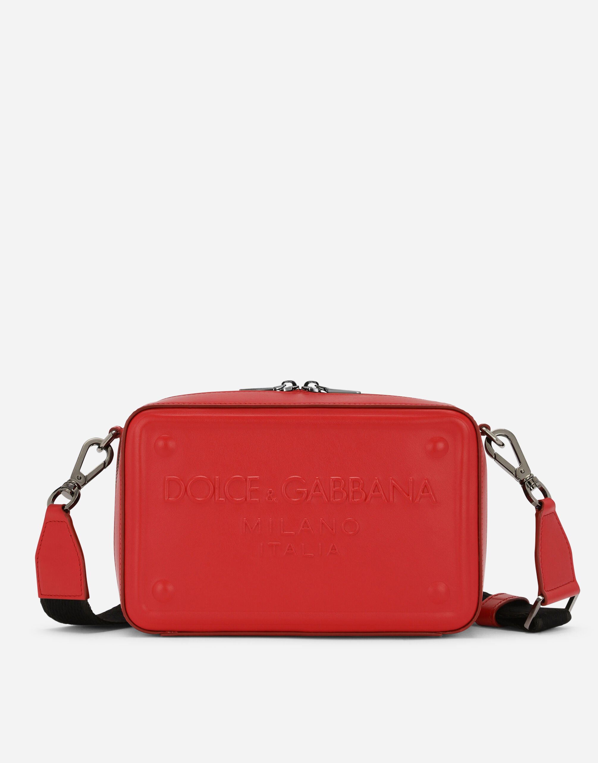 Dolce & Gabbana Calfskin crossbody bag with raised logo Brown BM3004A1275