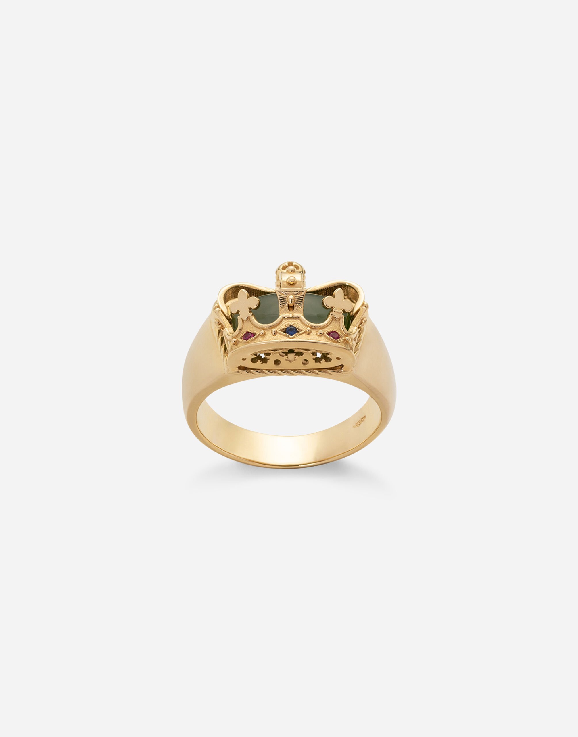 ${brand} Crown yellow gold ring with green jade on the inside ${colorDescription} ${masterID}
