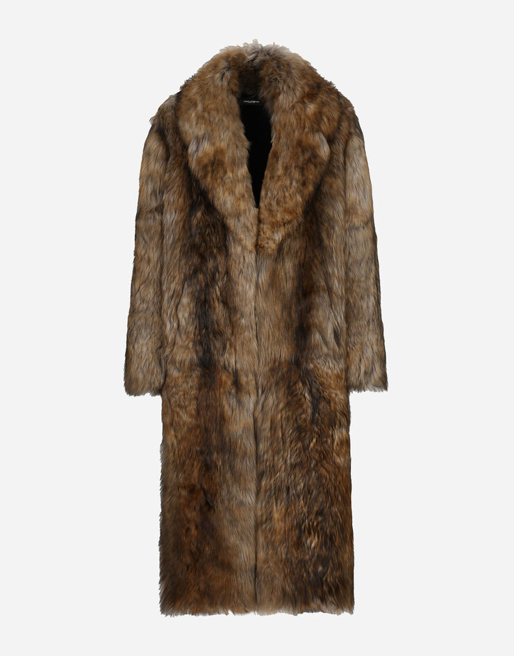 Dolce & Gabbana Long-haired shearling coat Multicolor G049VLFUP88