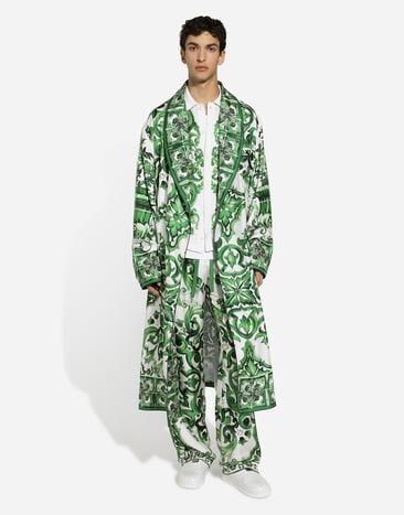 Dolce & Gabbana Pantalon de jogging en sergé de soie à imprimé majoliques Imprimé GVRMATHI1SV