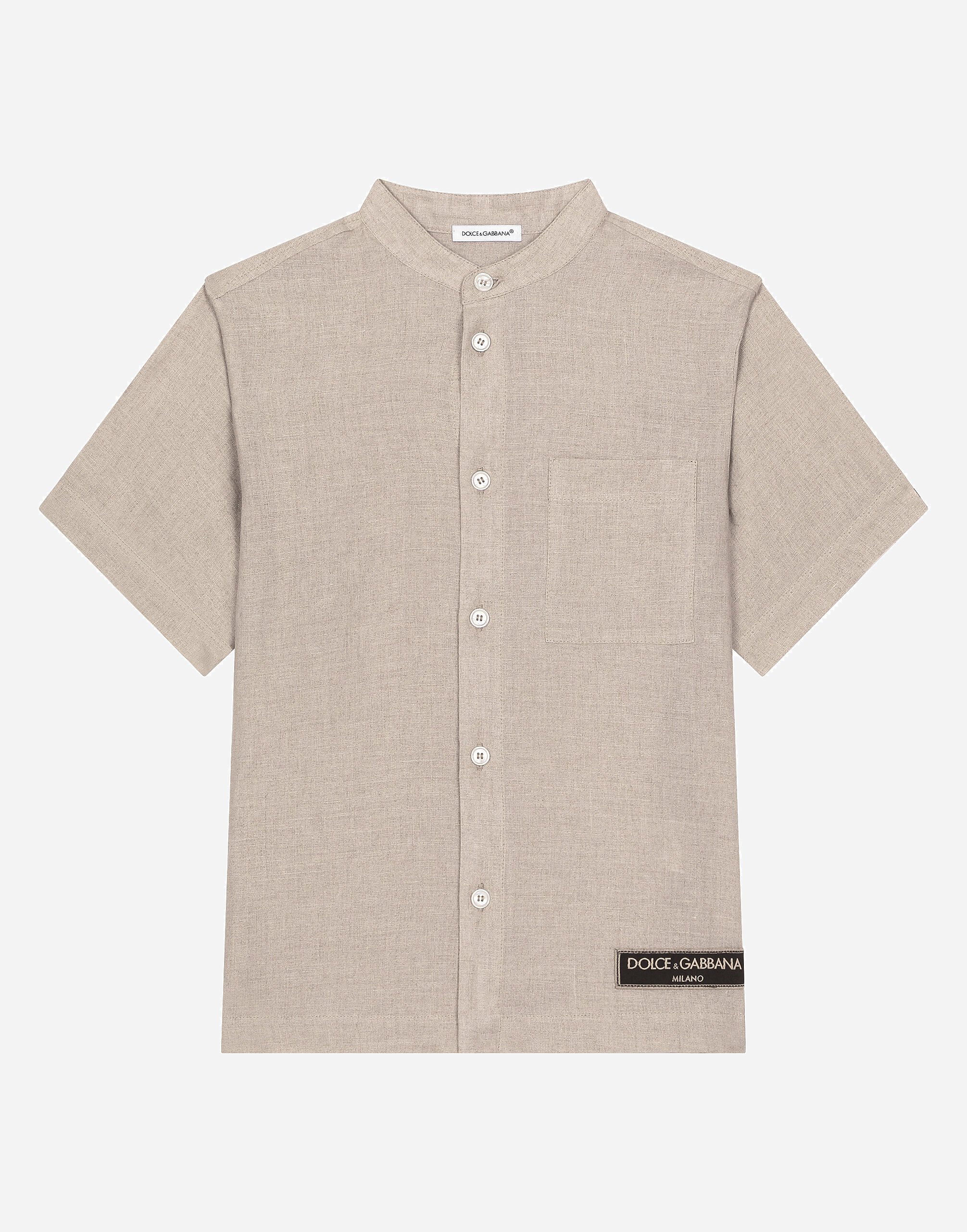 ${brand} Linen shirt with branded tag ${colorDescription} ${masterID}