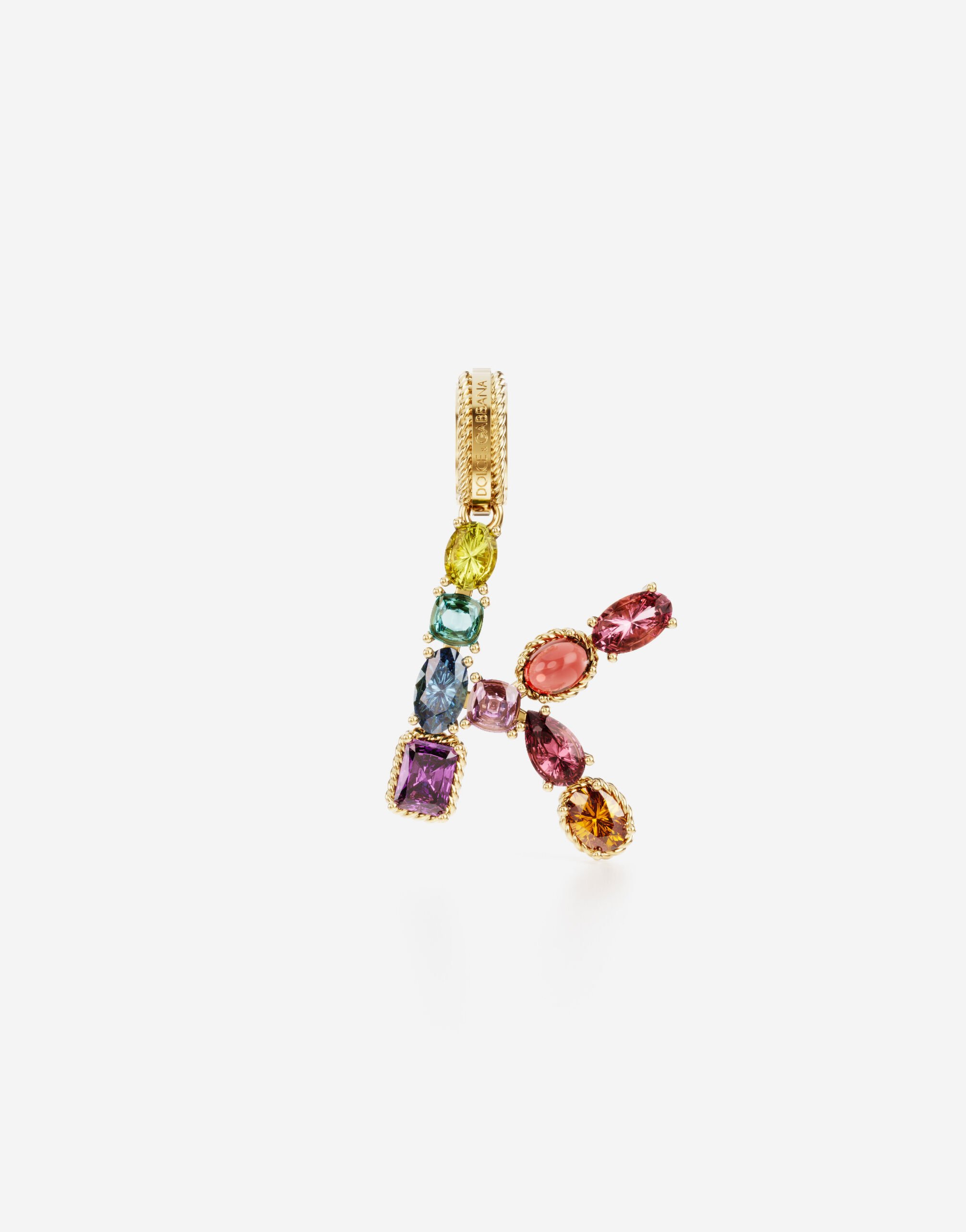 Dolce & Gabbana Rainbow alphabet K 18 kt yellow gold charm with multicolor fine gems Gold WANR2GWMIXB